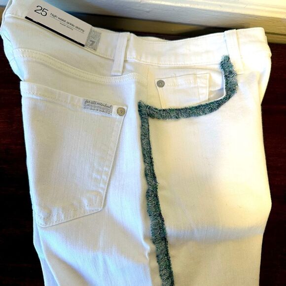 Seven for all mankind fringe high waist ankle skinny jeans size 25, NWT - Picture 11 of 14
